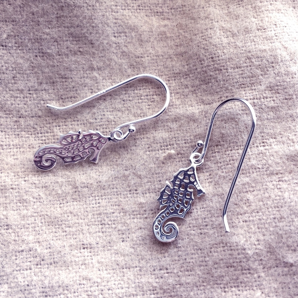 Silver Seahorse Earrings!